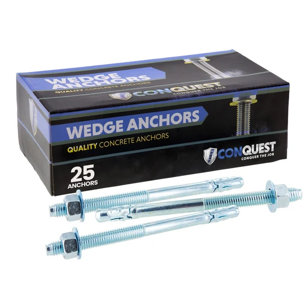 5/8" x 8-1/2" Conquest Wedge Anchors - Zinc, Pkg 25