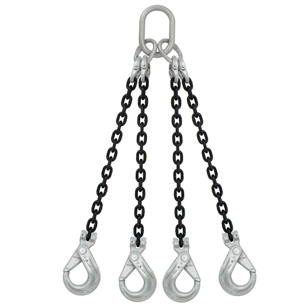 5/16" x 4' Domestic 4 Leg Chain Sling with Crosby Self-Locking Hooks - Grade 100