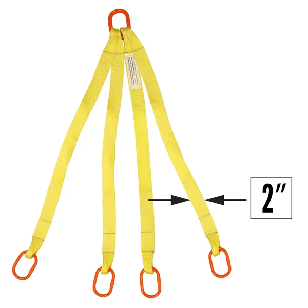 2"x18' (1 ply) Quad Leg Nylon Sling w/ Master Link Both Ends