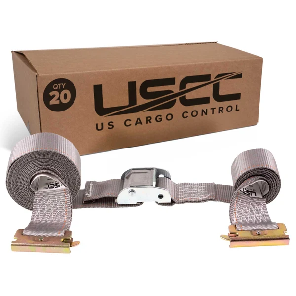 2" x 16' Gray E-Track Cam Buckle Strap | 20-Pack