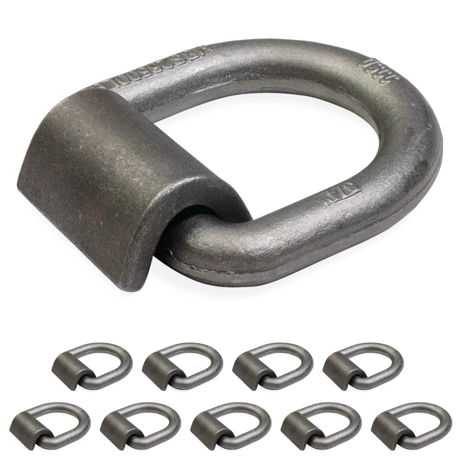 3/4" Weldable D-Ring with Mounting Clip - 26,500 lbs. BS | 10-Pack