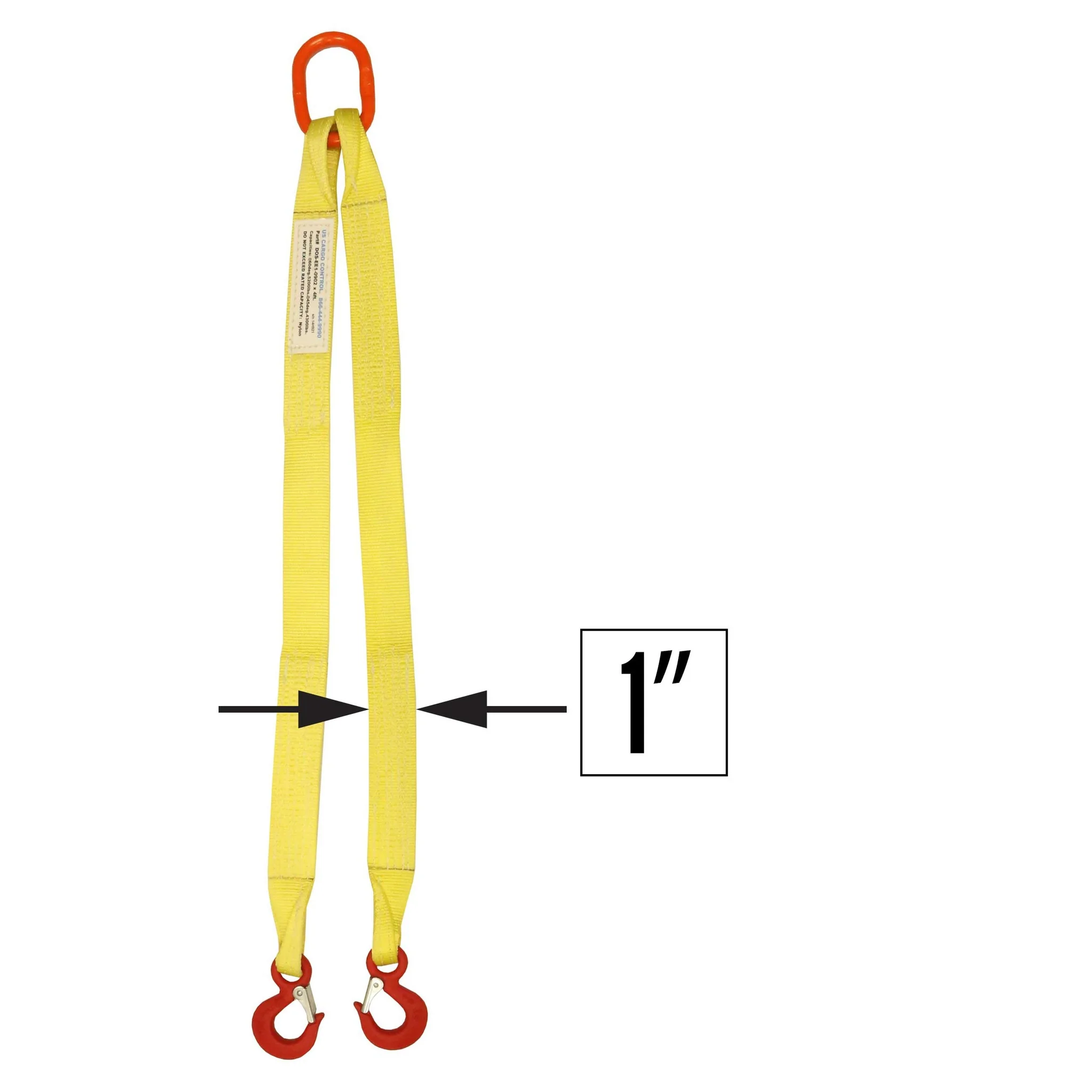 1"x8' (1 ply) Double Leg Nylon Sling w/ Master Link & Sling Hook