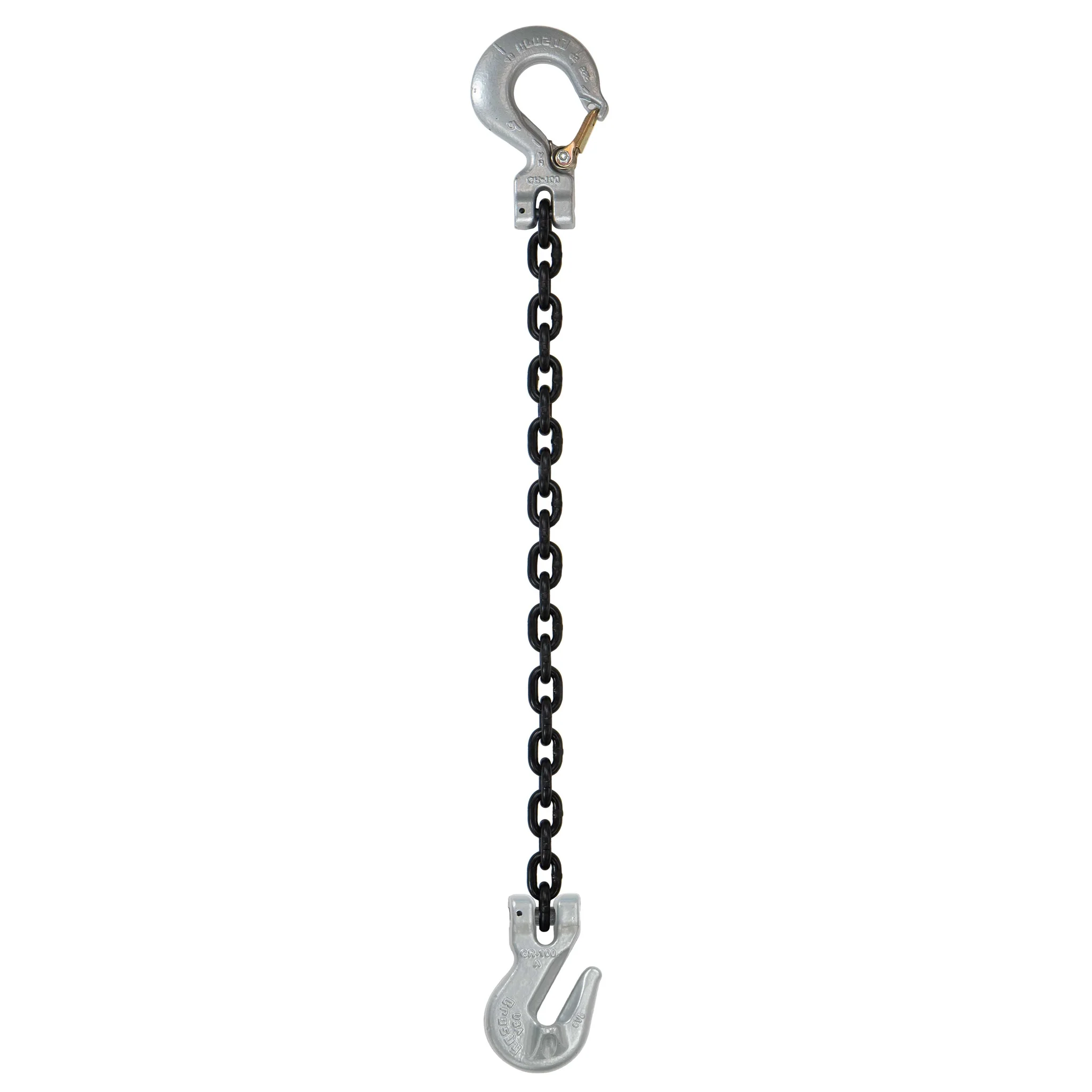 9/32" x 20' Domestic Single Leg Chain Sling with Crosby Grab & Sling Hooks - Grade 100