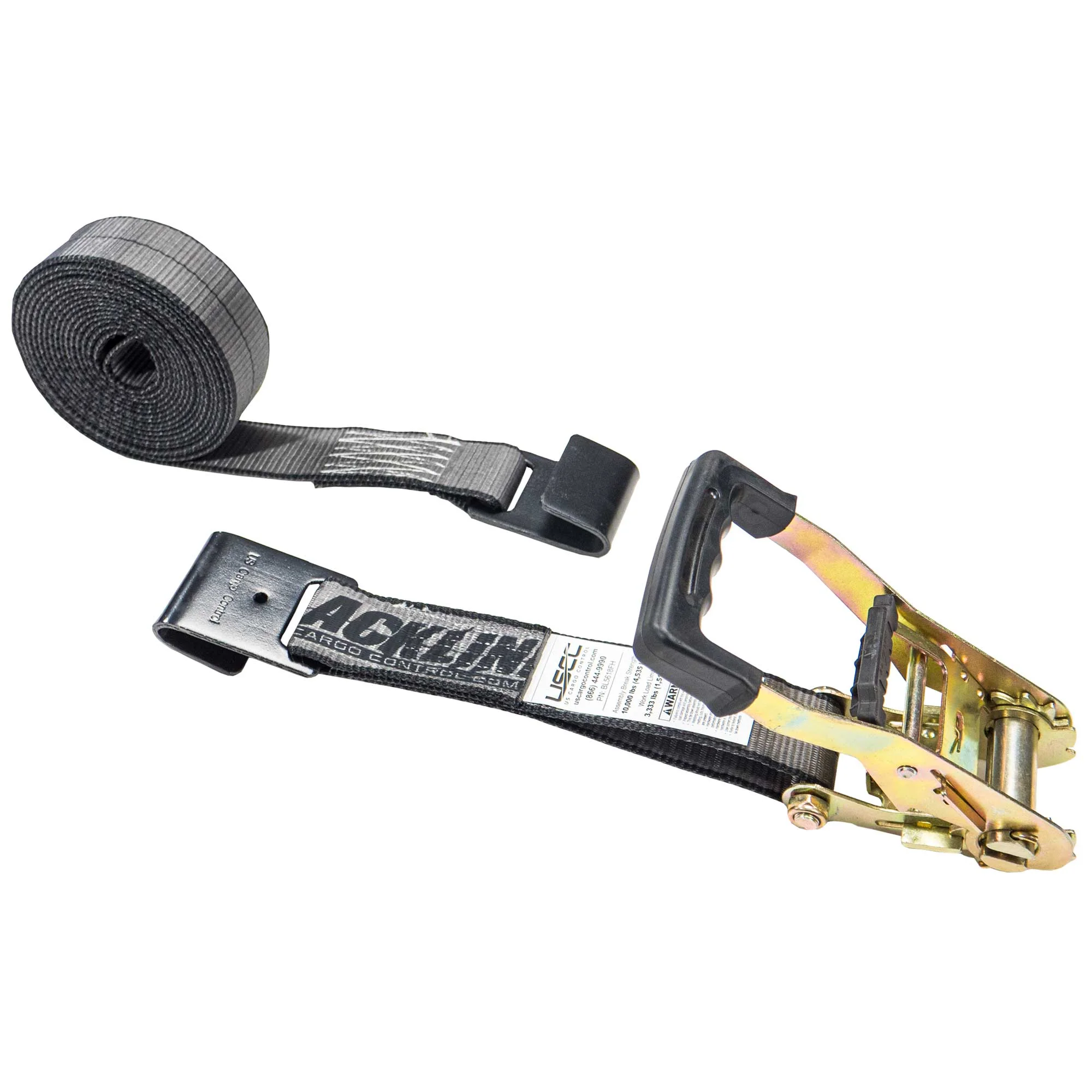 Blackline 2" x 30' Heavy-Duty Ratchet Strap with Flat Hooks