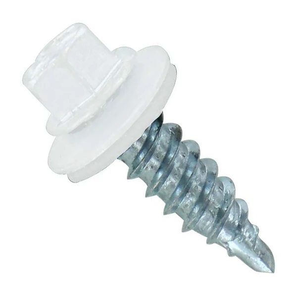 ST Fastening #12 x 3/4" Kwikseal Woodbinder Metal Roofing Stitch Screw - Bright White, Pkg 250