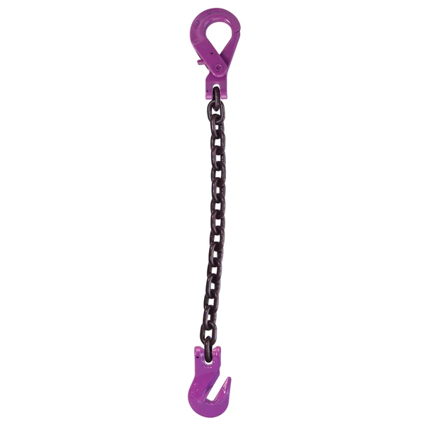 5/8" x 18' Single Leg Chain Sling w/ Grab & Self-Locking Hooks - Grade 100