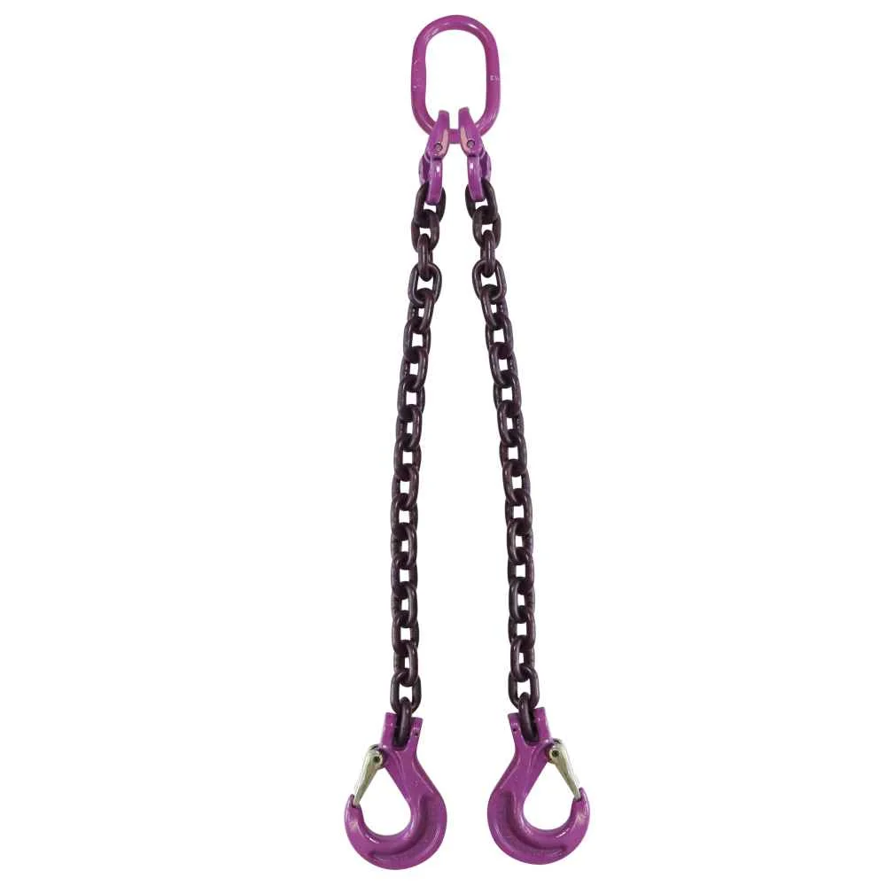 1/2" x 14' 2 Leg Chain Sling w/ Sling Hooks - Grade 100