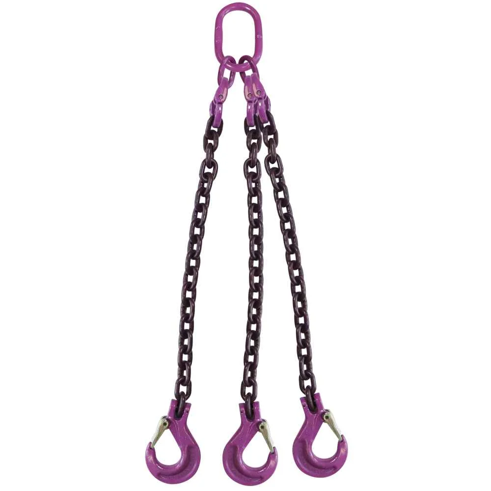 5/8" x 6' 3 Leg Chain Sling w/ Sling Hooks - Grade 100