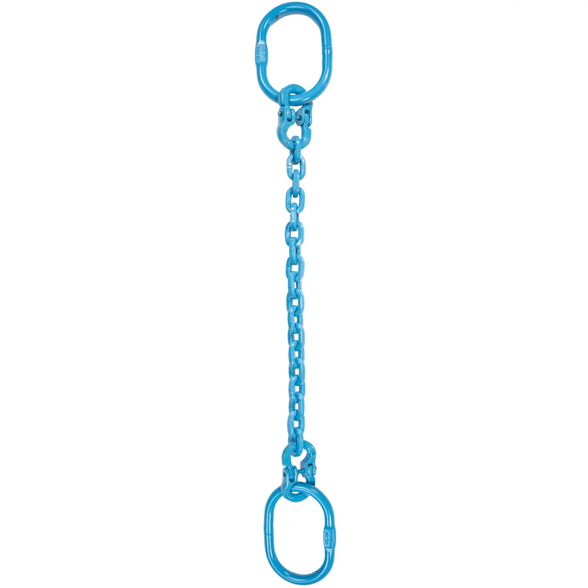 9/32" x 12' Pewag Single Leg Chain Sling w/ Oblong Master Links - Grade 120