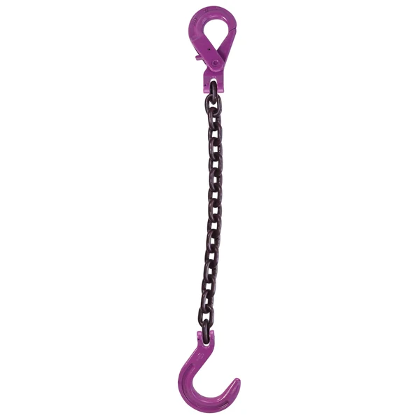 1/2" x 5' Single Leg Chain Sling w/ Self-Locking + Foundry Hooks - Grade 100