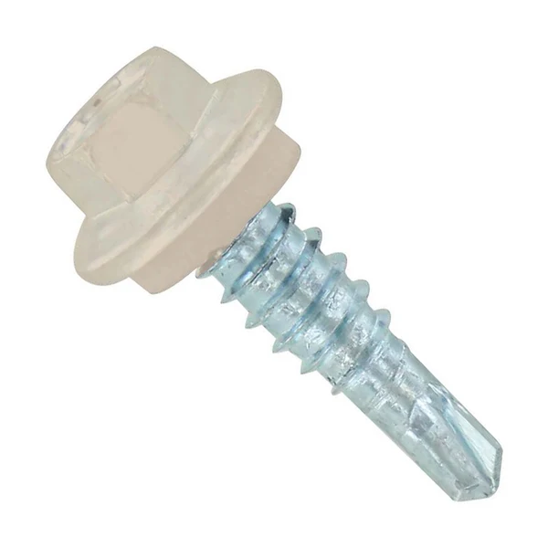 ST Fastening #14 X 7/8" Self-Drilling Maxx Steelbinder Metal Roofing Screw, Hex-Washer Head - Light Stone, Qty. 250