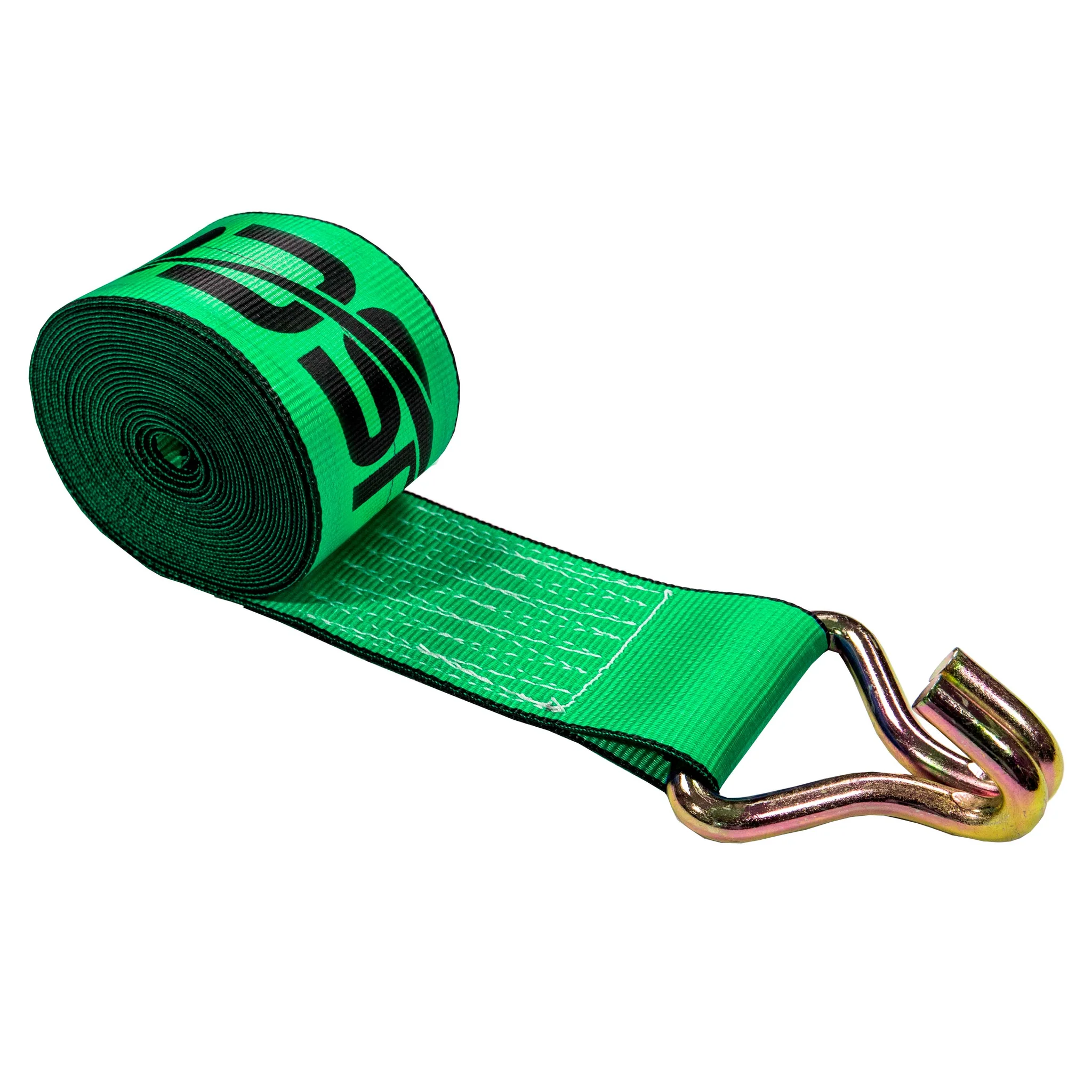 4" x 30' Winch Strap with Wire Hook | Green