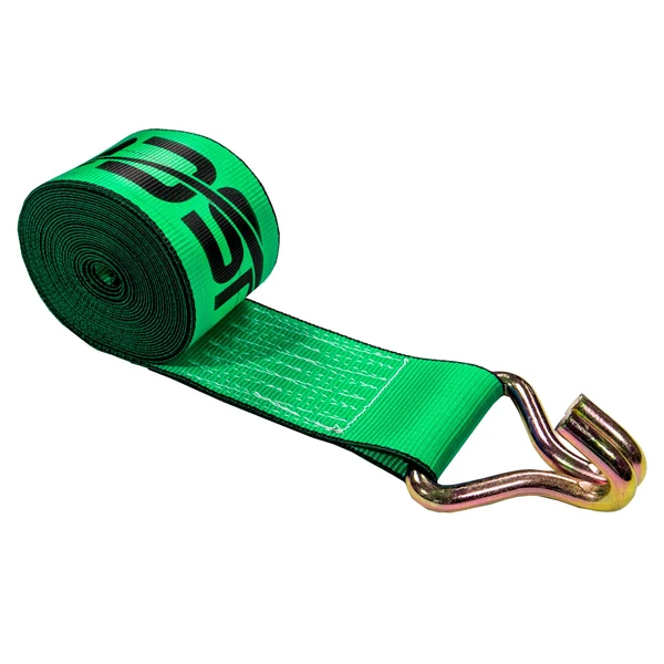 4" x 30' Winch Strap with Wire Hook | Green