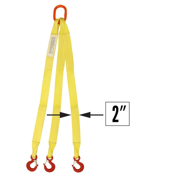 2"x10' (2 ply) Triple Leg Nylon Sling w/ Master Link & Sling Hook