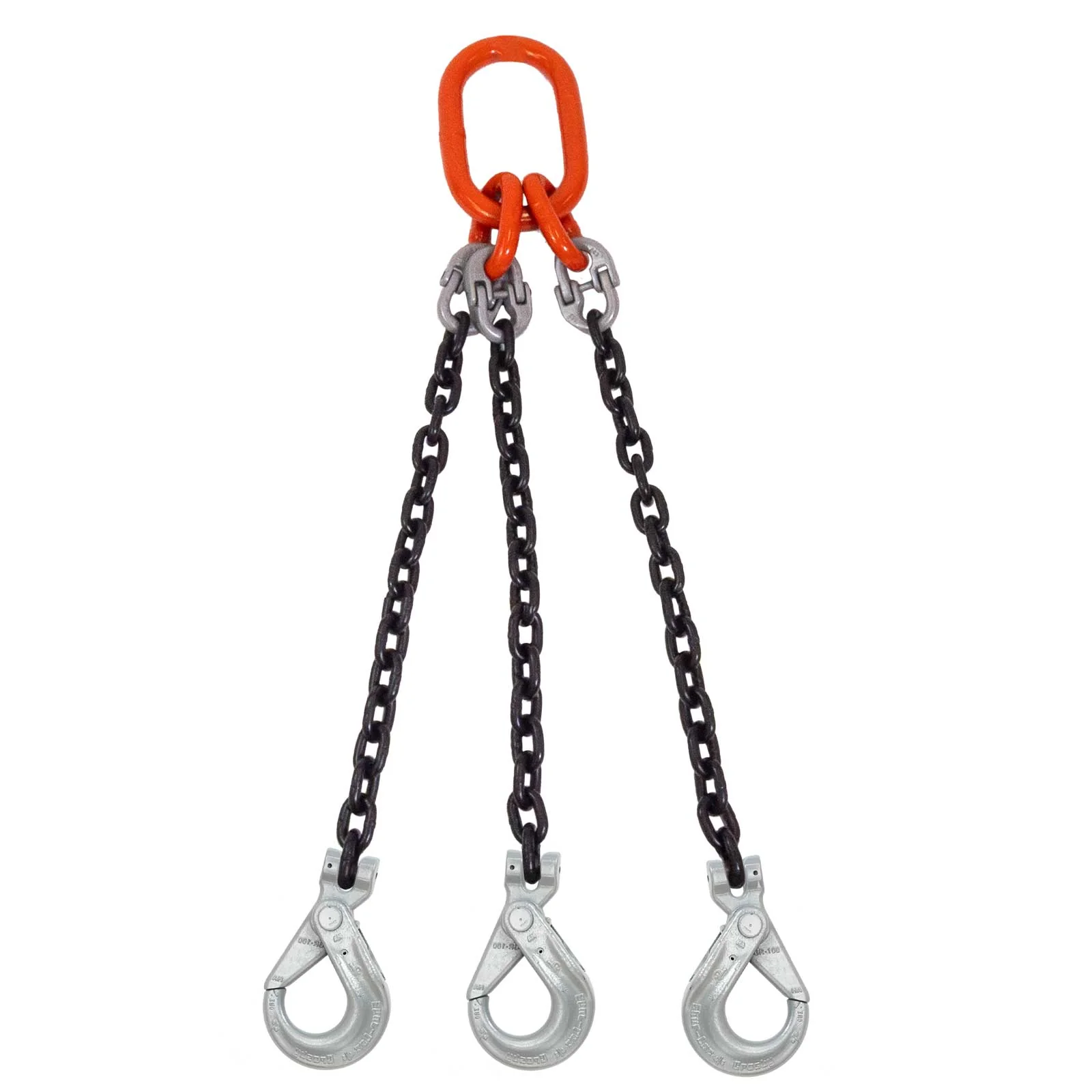 3/8" x 18' Domestic 3 Leg Chain Sling with Crosby Self-Locking Hooks - Grade 100