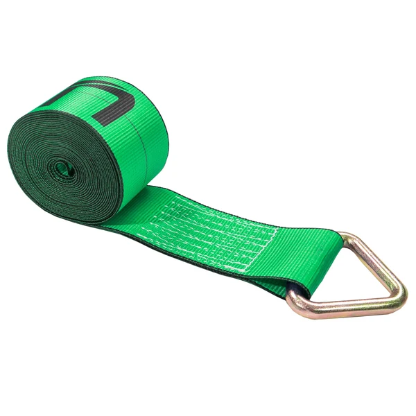 4" x 30' Winch Strap with D-Ring | Green