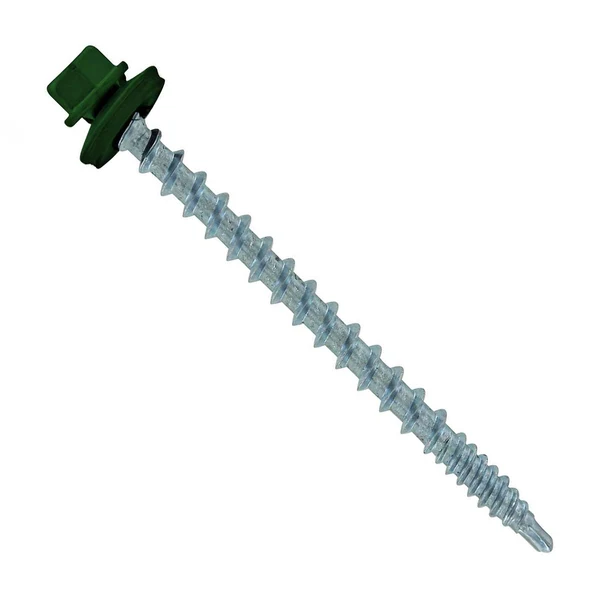 ST Fastening #10 x 2-1/2" Kwikseal Woodbinder Metal Roofing Screw - Forest Green, Pkg 250