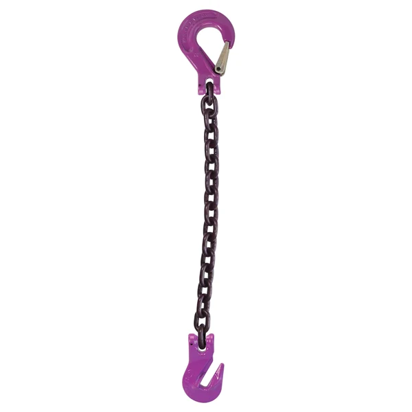 9/32" x 20' Single Leg Chain Sling w/ Grab & Sling Hooks - Grade 100