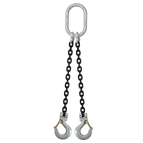 5/8" x 4' Domestic 2 Leg Chain Sling with Crosby Sling Hooks - Grade 100