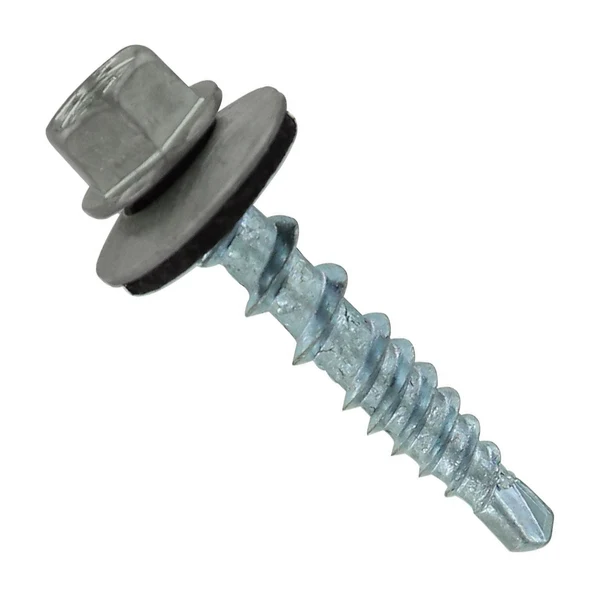 ST Fastening #10 x 1" Kwikseal Woodbinder Metal Roofing Screw - Ash Gray, Pkg 250