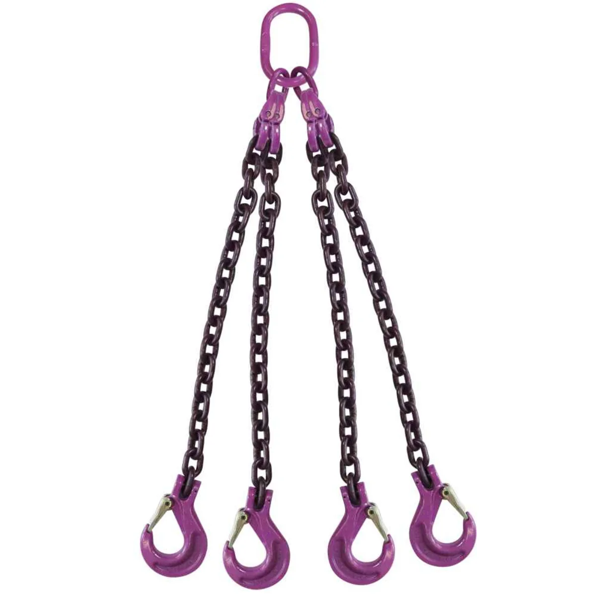 9/32" x 12' 4 Leg Chain Sling w/ Sling Hooks - Grade 100