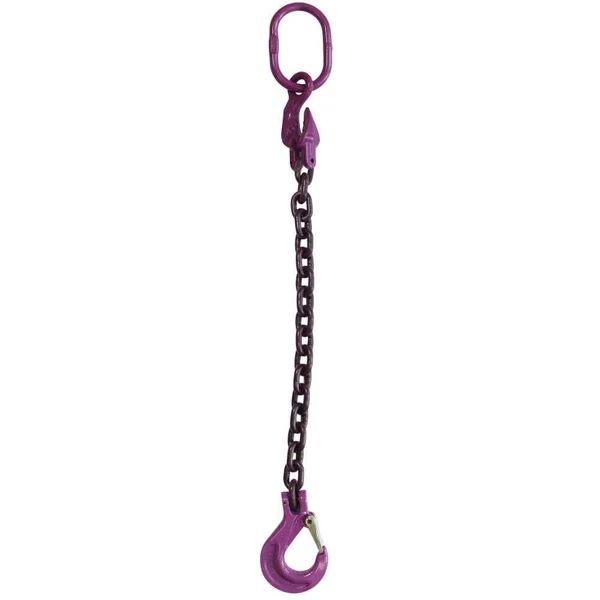 9/32" x 20' Adjustable Single Leg Chain Sling w/ Sling Hook - Grade 100