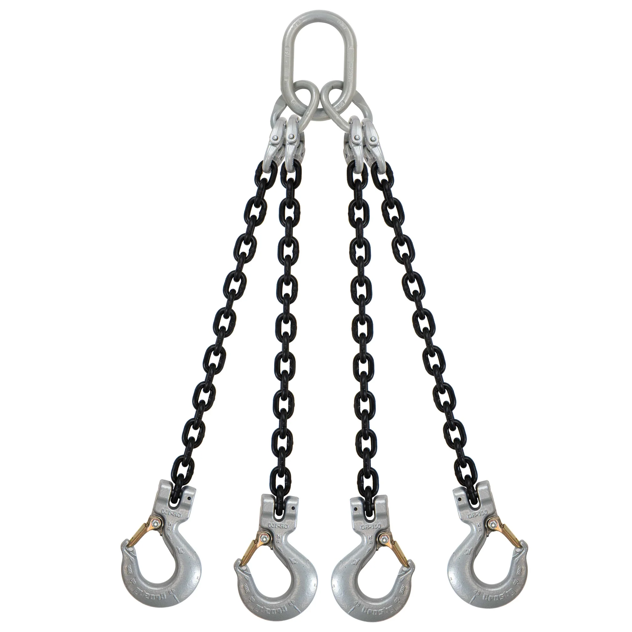 5/16" x 4' Domestic 4 Leg Chain Sling with Crosby Sling Hooks - Grade 100