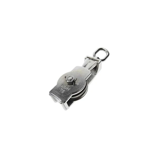 Square Snatch Block w/ Eye & Brass Bushing - 304 Stainless Steel 3/8" x 2"