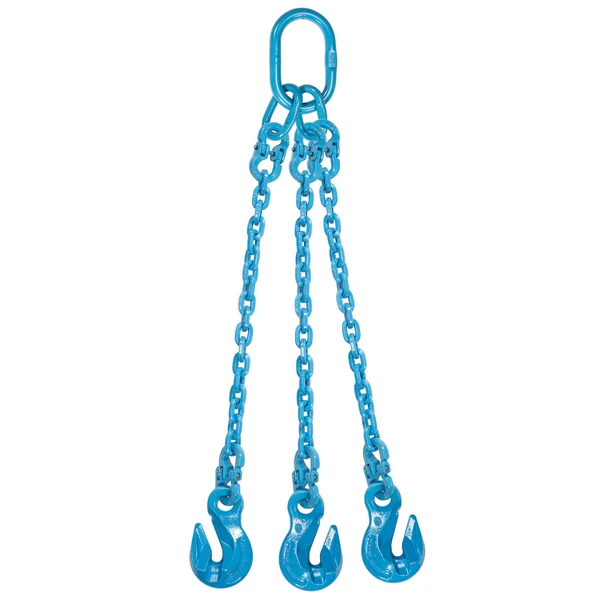 9/32" x 18' Pewag 3 Leg Chain Sling w/ Grab Hooks - Grade 120