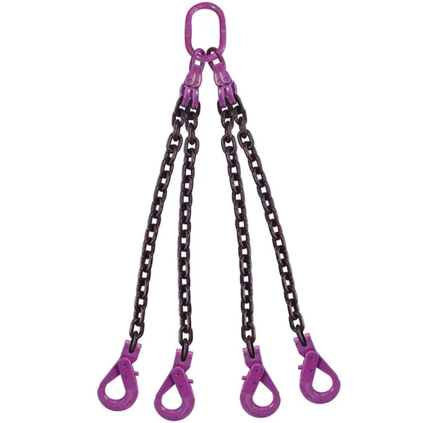1/2" x 3' 4 Leg Chain Sling w/ Self-Locking Hooks - Grade 100