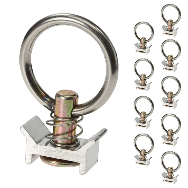 Single Stud L-Track Fitting with Stainless Steel Round Ring | 4,000 lbs. BS | 10-Pack