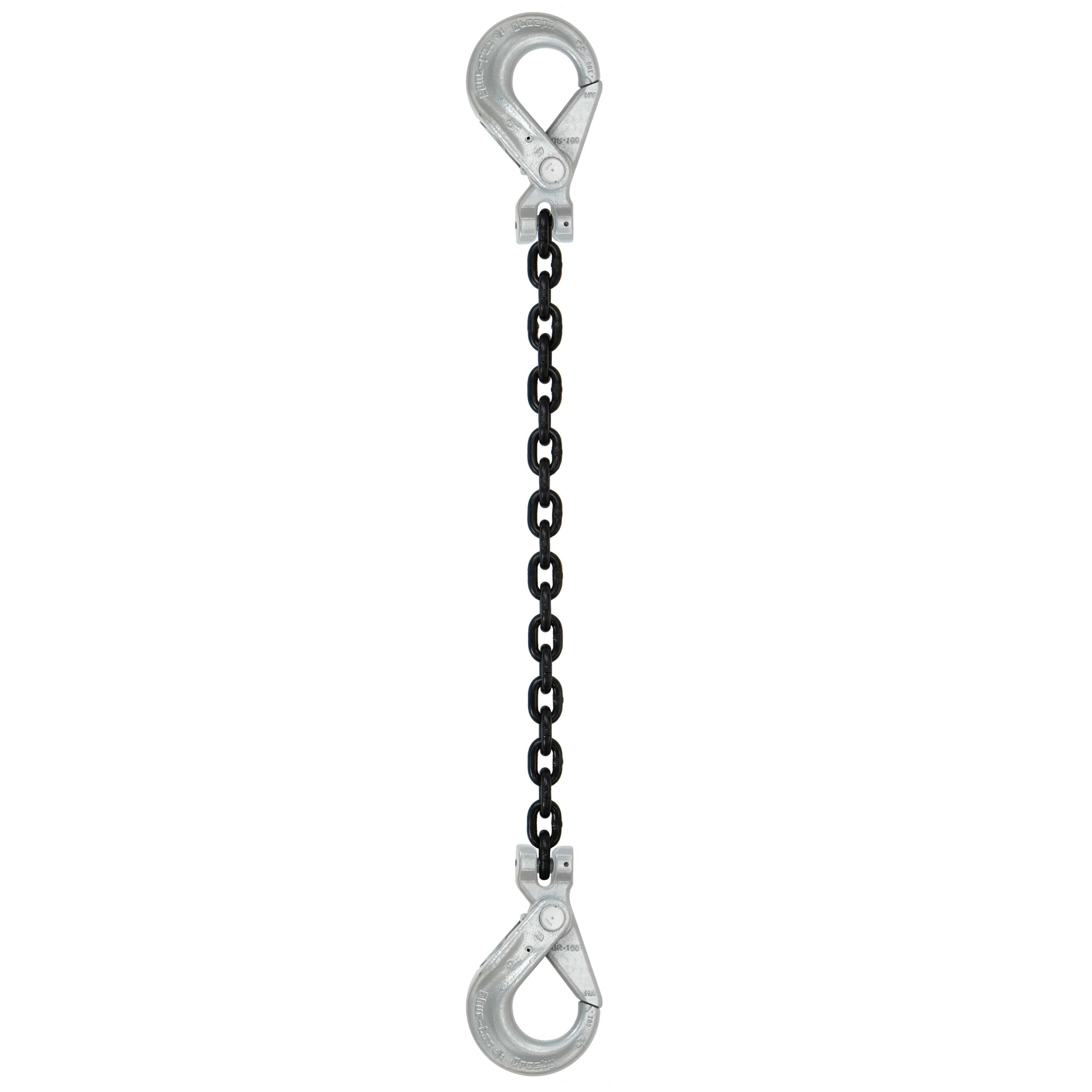 1/2" x 12' Domestic Single Leg Chain Sling with Crosby Self-Locking & Self-Locking Hooks - Grade 100