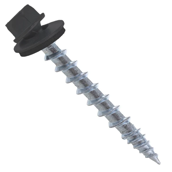 ST Fastening #10 X 1-1/2" Kwikseal Woodbinder Metal Roofing Screw, T17 Sharp Point - Black, Pkg 250