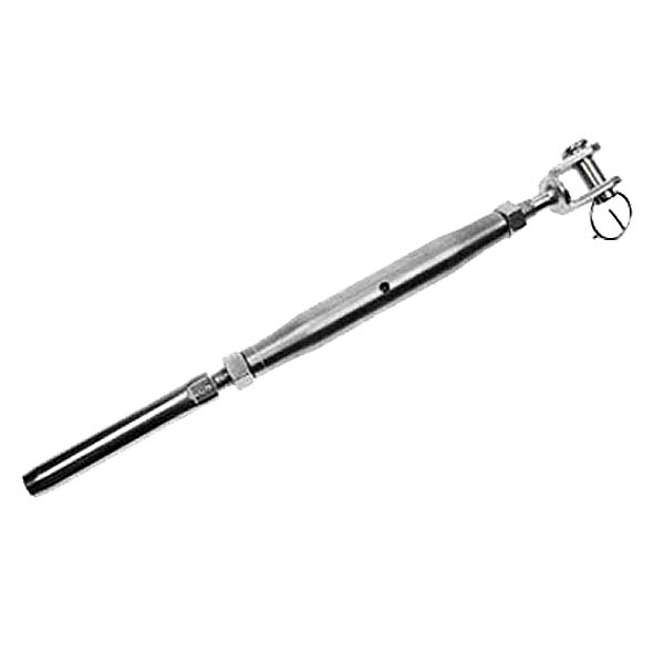 1/2" x 6" Jaw & Swage Stud Stainless Steel Turnbuckle | 1/4" Cable