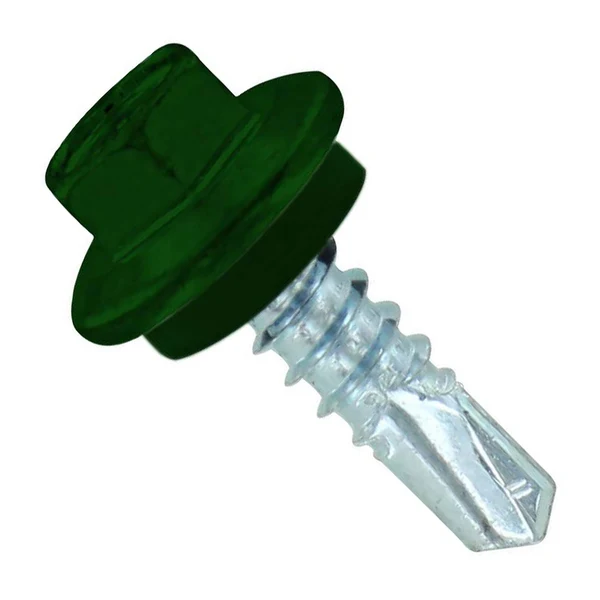 ST Fastening #12 X 3/4" Self-Drilling Maxx Steelbinder Metal Roofing Screw, Hex-Washer Head - Forest Green, Qty. 250