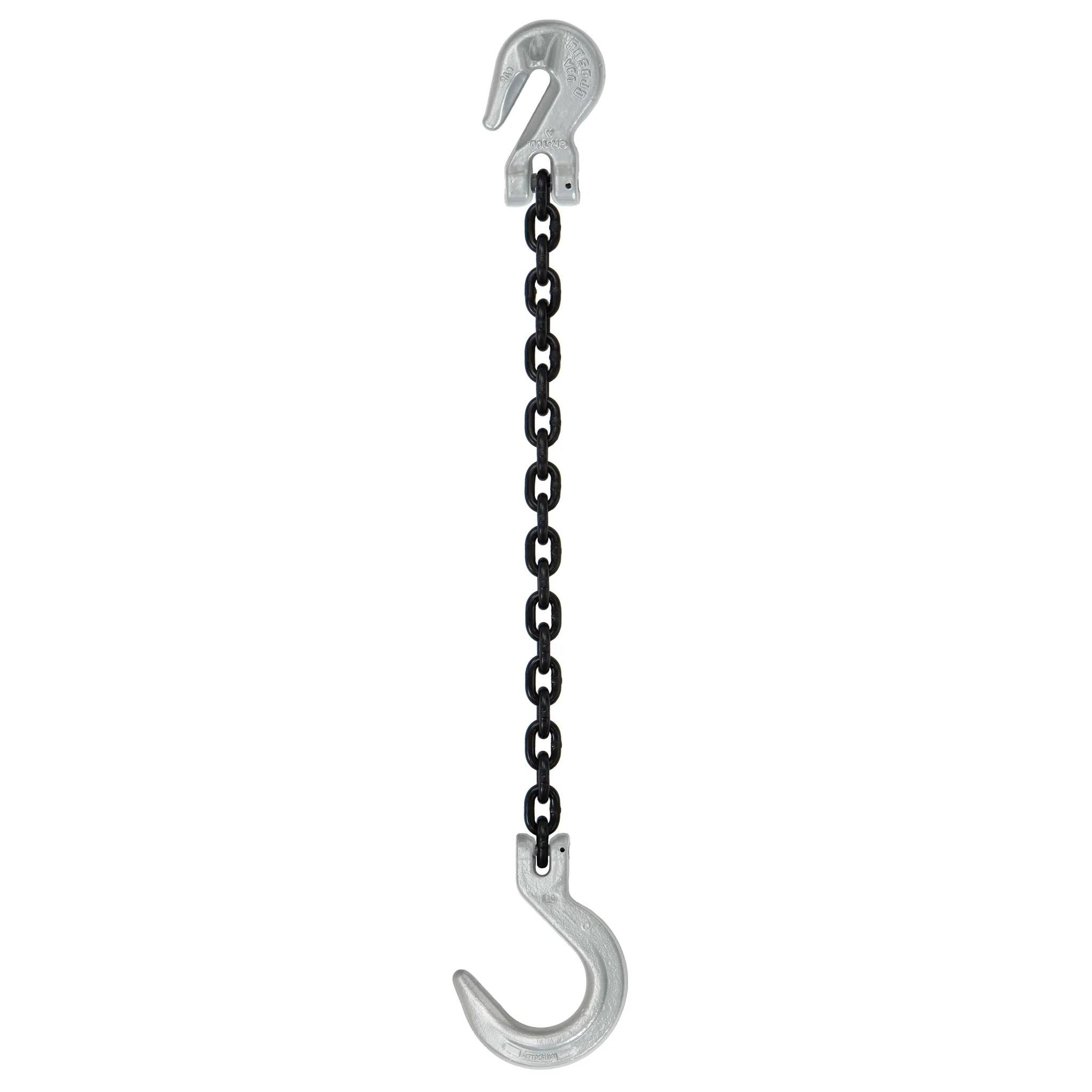 3/8" x 16' Domestic Single Leg Chain Sling with Crosby Grab & Foundry Hooks - Grade 100