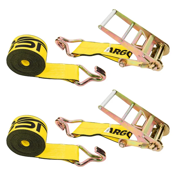 4" x 20' Ratchet Strap with Wire Hooks | Yellow | 2-Pack