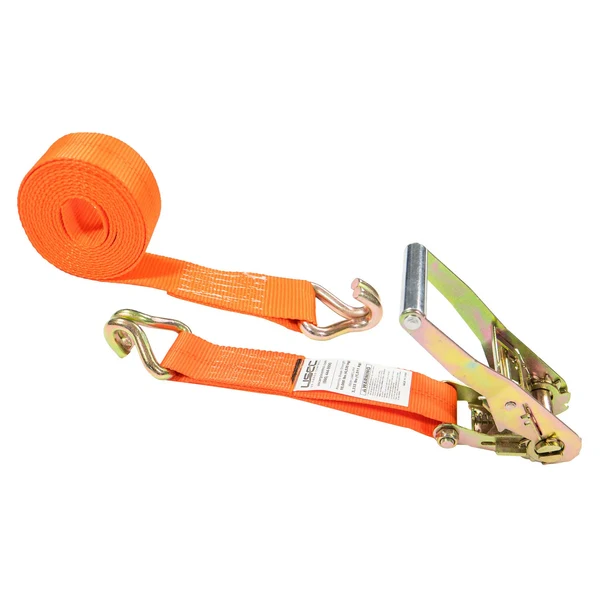 2" x 24' Ratchet Strap with Wire / Double J Hooks | Orange