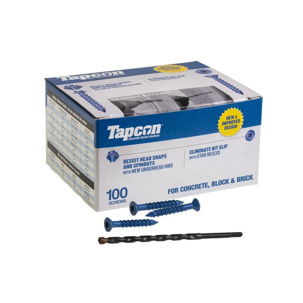 Tapcon 3/16" x 1-1/4" Blue Concrete Screw, Star Flat Head - Climaseal | Qty. 100