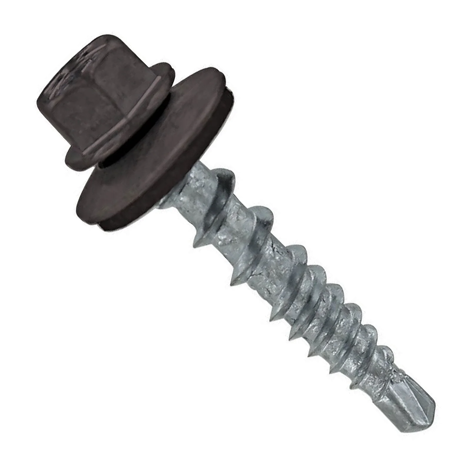 ST Fastening #10 x 1" Kwikseal Woodbinder Metal Roofing Screw - Charcoal Gray, Pkg 250