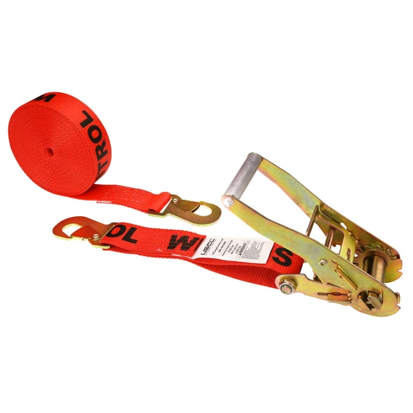 2" x 30' Ratchet Strap with Flat Snap Hooks | Red