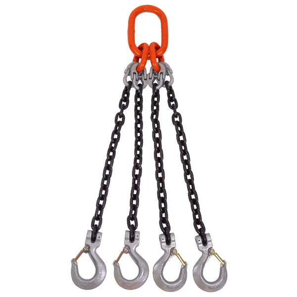3/8" x 4' Domestic 4 Leg Chain Sling with Crosby Sling Hooks - Grade 100