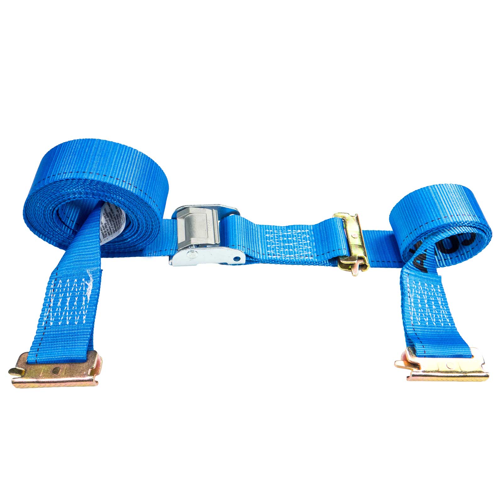 2" x 20' Blue E-Track Cam Buckle Strap | Double-Fitted End