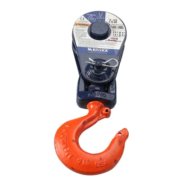 Crosby® McKissick 8" Sheave Block w/ Hook: 5/8"-3/4" wire