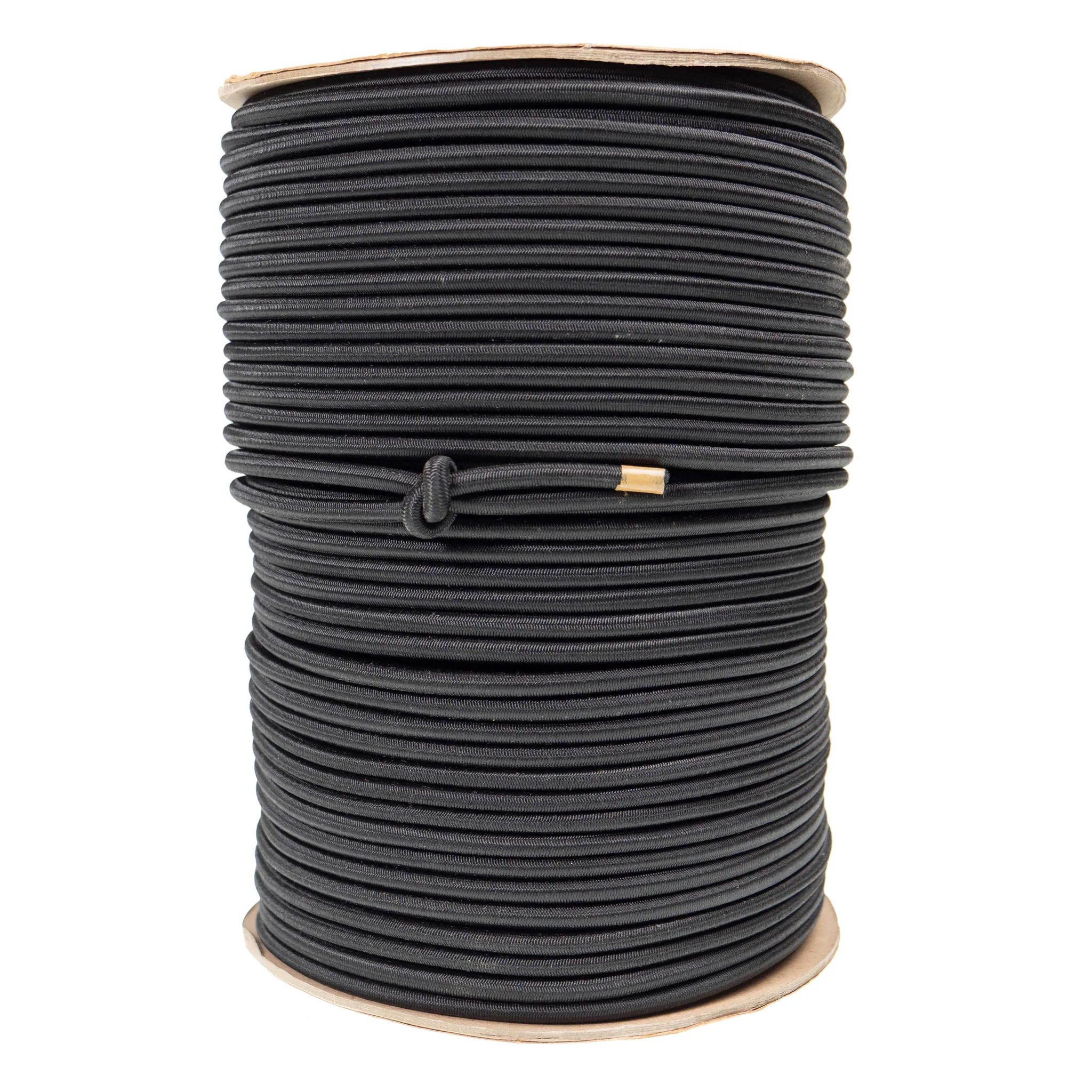 1/4''-6mm Black Polyester Shock Cord - Spool (500')