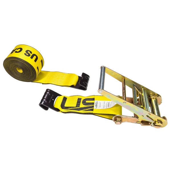 4" x 20' Ratchet Strap with Flat Hooks | Yellow