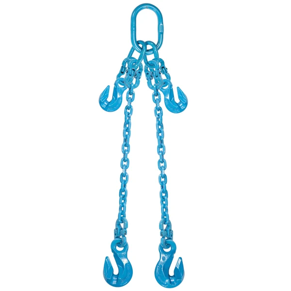 9/32" x 20' Pewag Adjustable 2 Leg Chain Sling w/ Grab Hooks - Grade 120