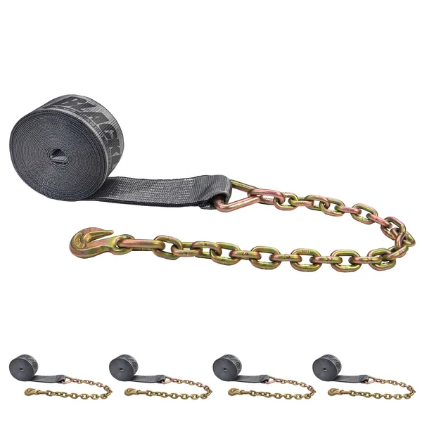 BlackLine 4" x 30' Winch Strap with 34" Chain Extension | 5-Pack