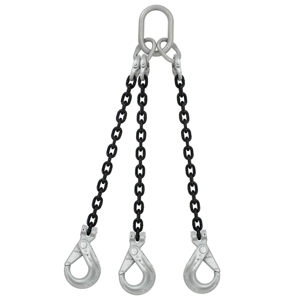 5/16" x 6' Domestic 3 Leg Chain Sling with Crosby Self-Locking Hooks - Grade 100