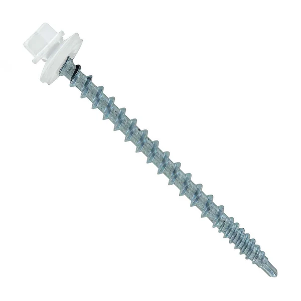 ST Fastening #10 x 2-1/2" Kwikseal Woodbinder Metal Roofing Screw - Bright White, Pkg 250